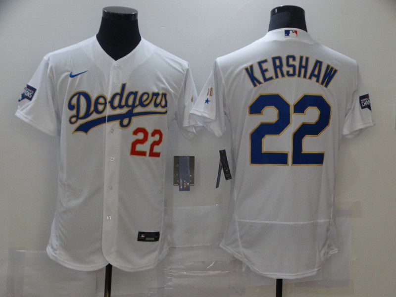 Men Los Angeles Dodgers #22 Kershaw White Elite 2021 Nike MLB Jersey1